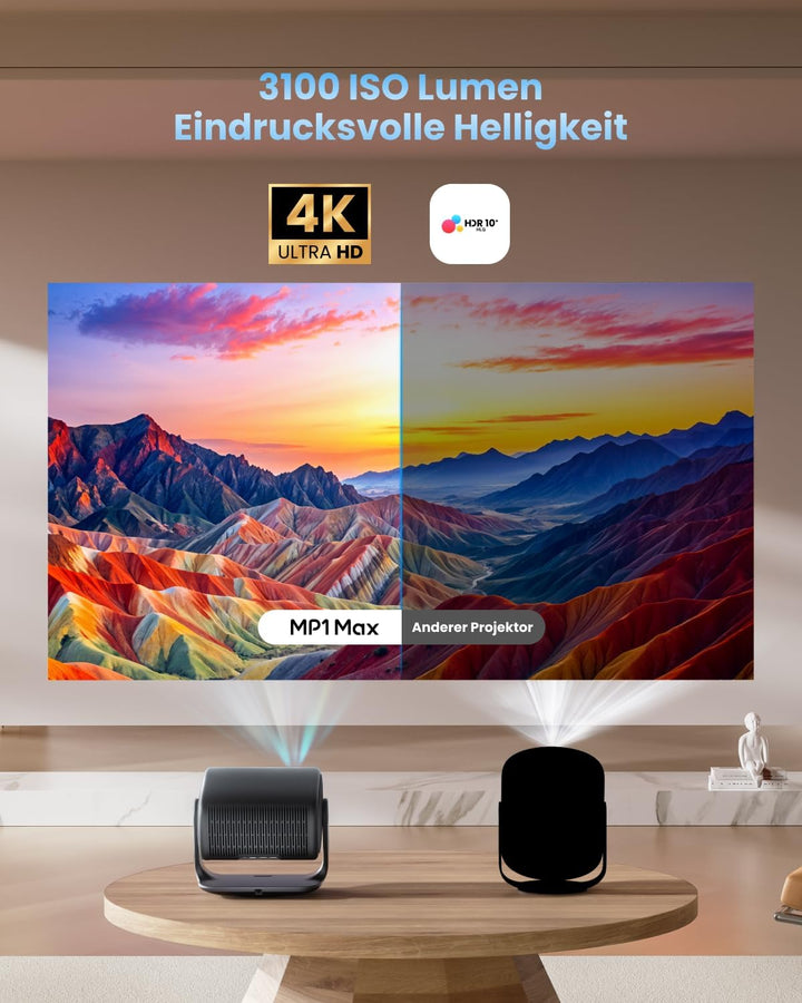 Dangbei MP1 MAX Beamer 4K Heimkino mit 3100 ISO Lumen, 300" Blu-ray 3D, HDR10+, Google TV mit Offici