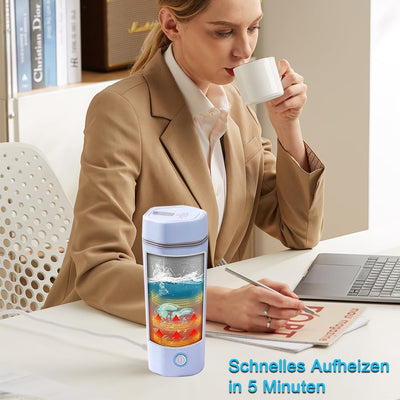 Reise Elektrisch Wasserkocher 350ml Heizleistung, Gesamtkapazität 450ml, Tragbarer Mini-Heizbecher,