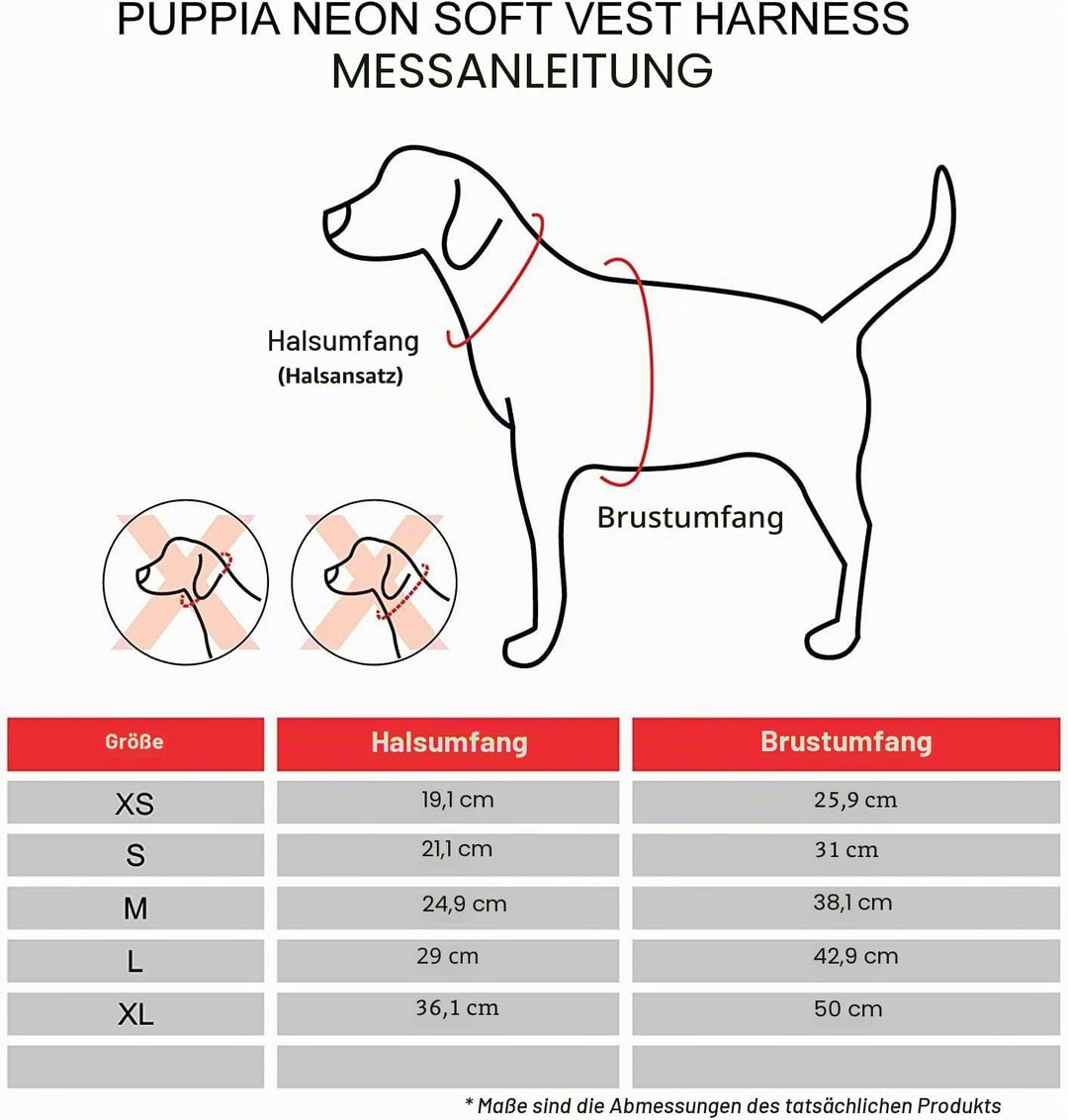 Puppia Hundegeschirr Weste in Neonfarben - Hochwertig und Komfortabel - Auch als Welpengeschirr verw
