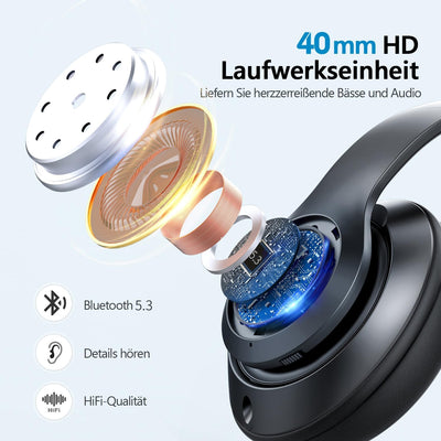 Lankey Sound Kopfhörer Kabellos Bluetooth, 9S Bluetooth Kopfhörer Over Ear mit Mikrofon, 65 Std Kabe