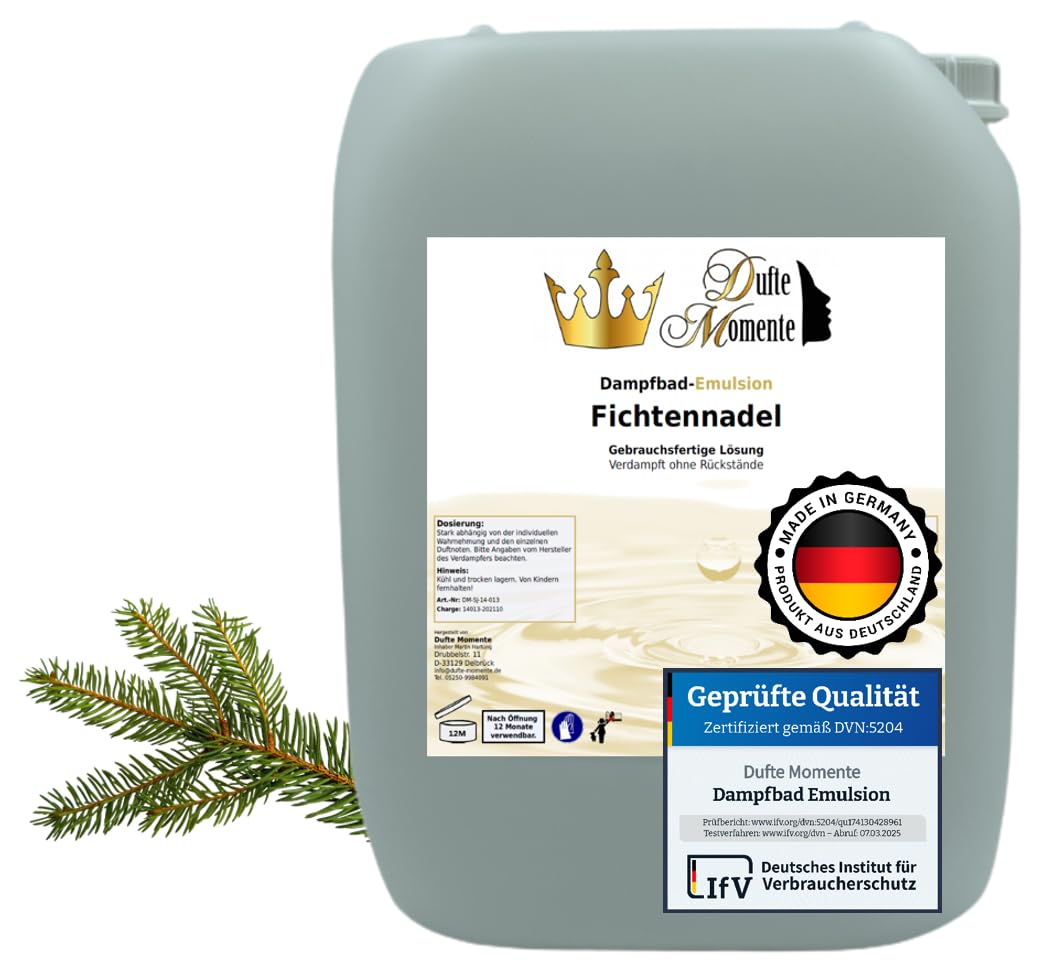 Dufte Momente | Dampfbad Emulsion 10 Liter Fichtennadel | geprüfte Qualität | mit naturreinen und na