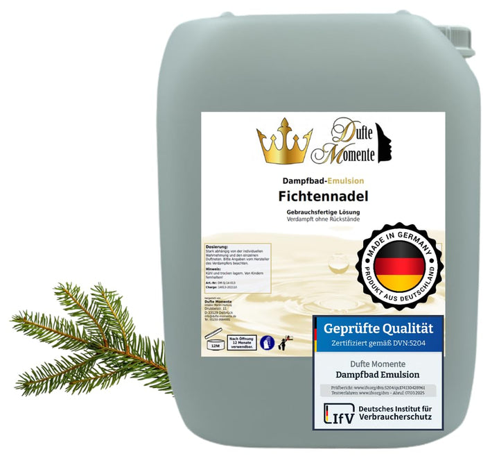 Dufte Momente | Dampfbad Emulsion 10 Liter Fichtennadel | geprüfte Qualität | mit naturreinen und na