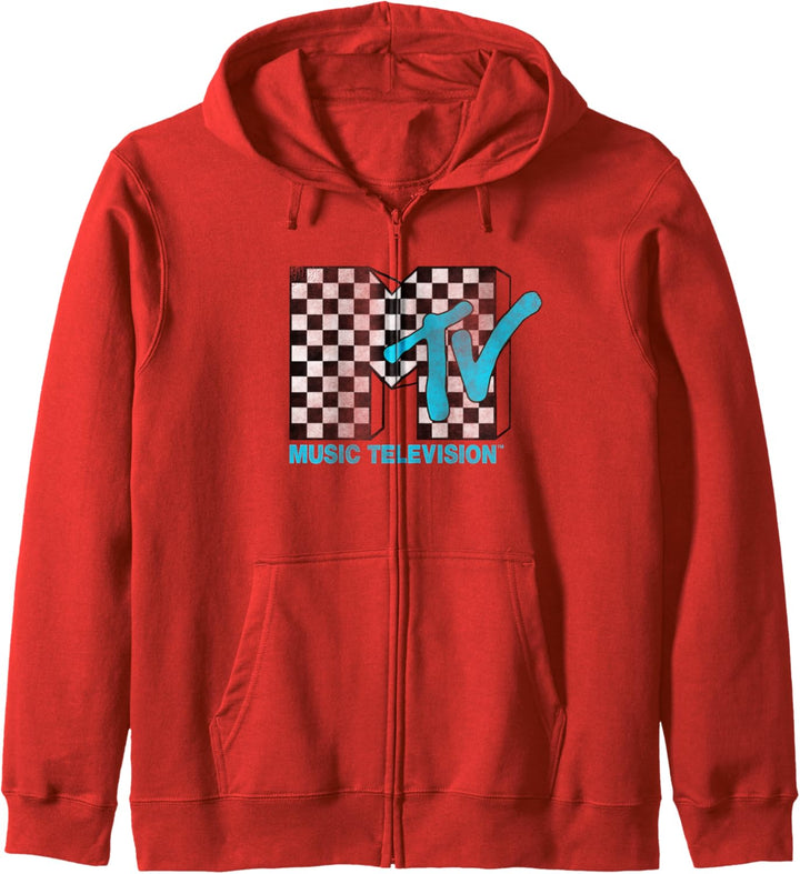 MTV Logo Black And White Checkered Blue TV Kapuzenjacke
