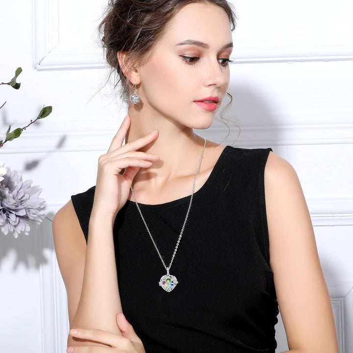 EUDORA Harmony Ball Asche Urnen Kette für Damen, Einäscherung Schmuck Silber Verkupfert Memorial Urn