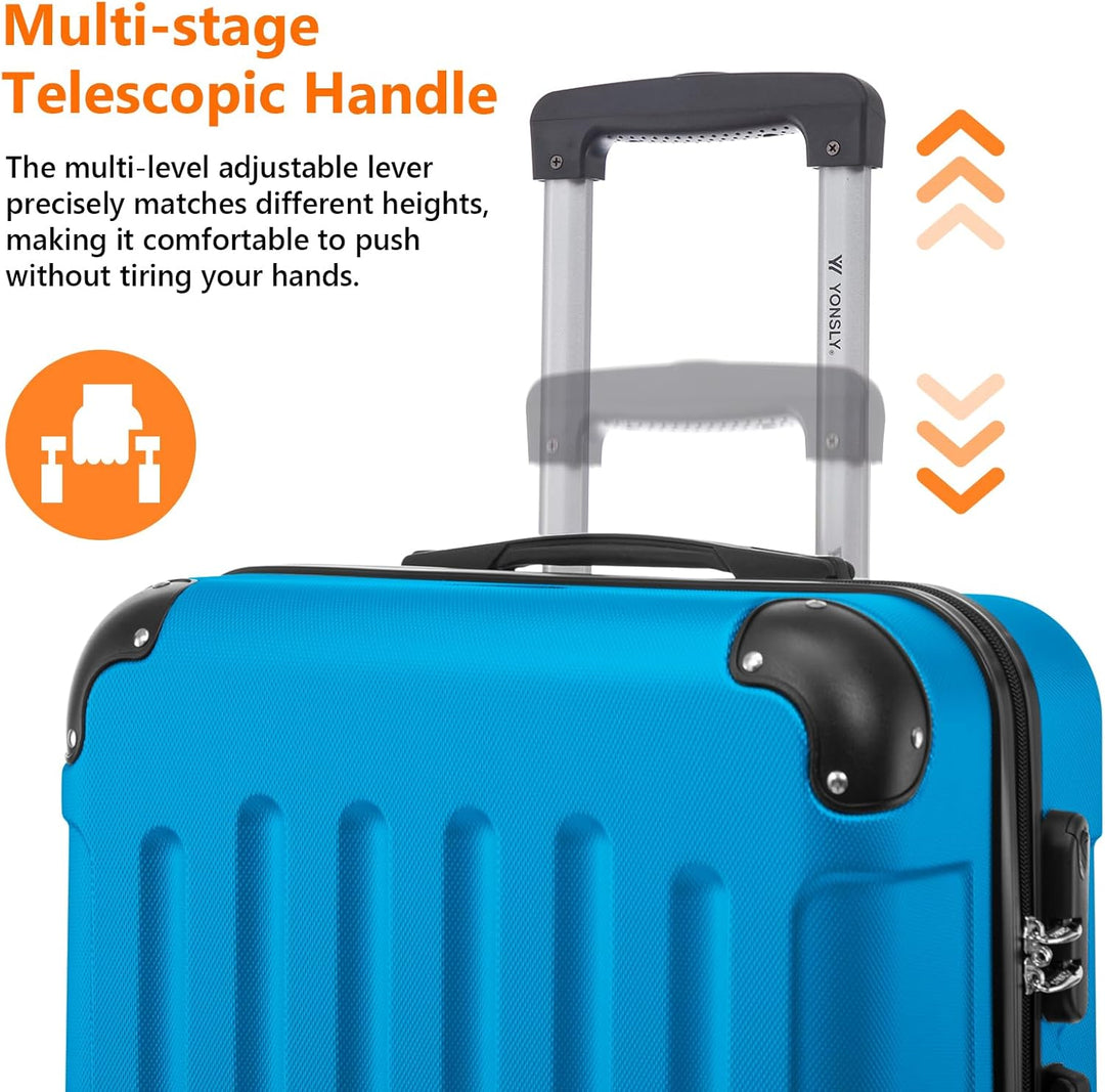 Gepäck Suitcase Reisekoffer, Trolley Rollkoffer Handgepäck, Hartschalenreisekoffer mit 360° Lenkroll