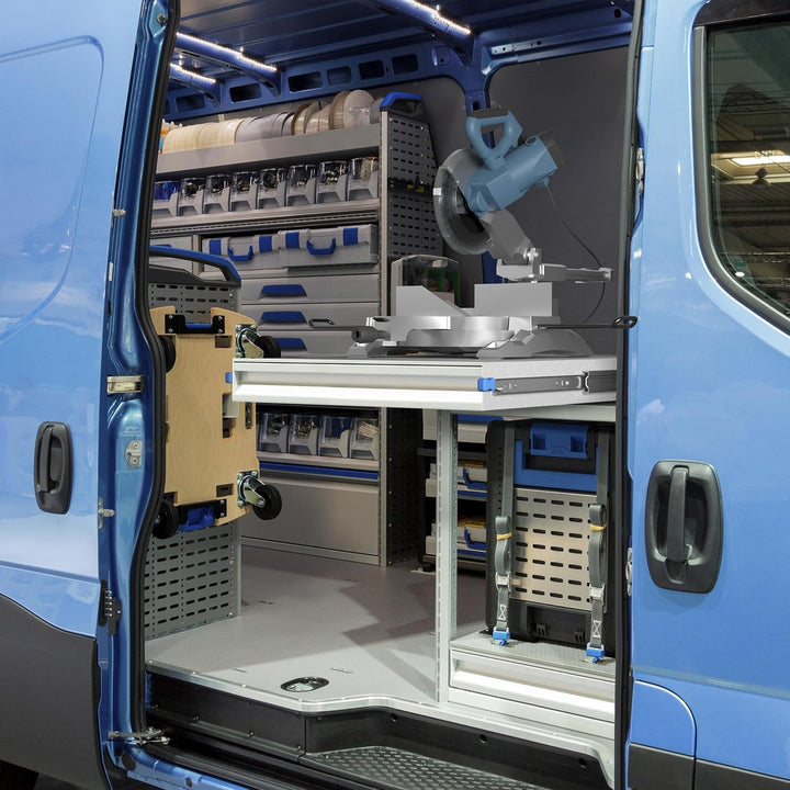 1 Paar SOTECH Schwerlastauszüge KV2-100-H53-L700-LC 700 mm mit Lock-in/out Einrastfunktion mit blaue