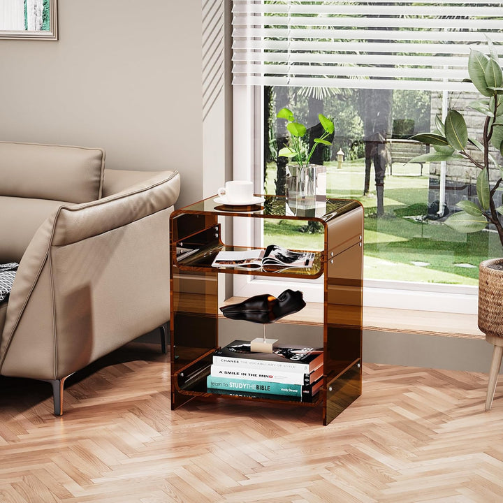 Acryl Beistelltisch Nachttisch Acryltisch, Plattenspieler Tisch mit Ablage, bodentisch Nachtkommode