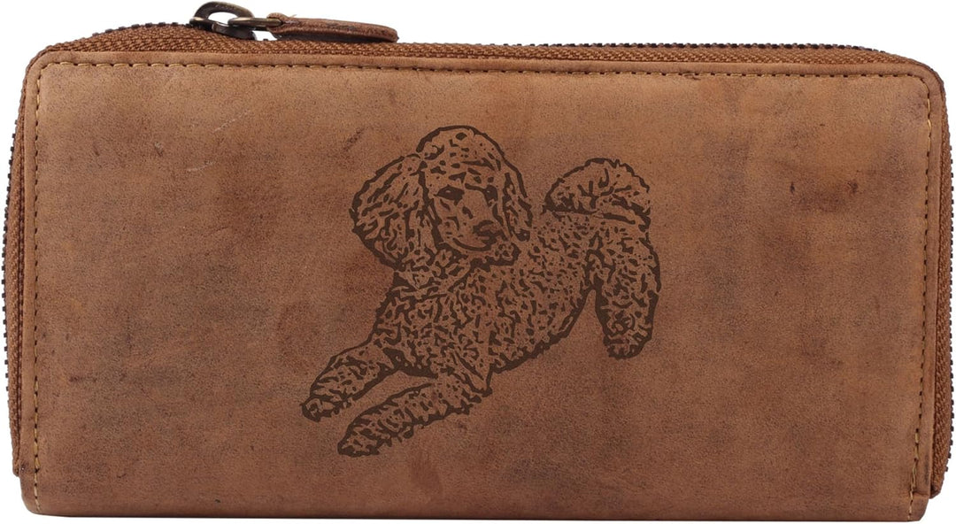 Greenburry Damen-Geldbörse mit Hunde-Motiv Pudel l Geschenkidee für Hundefreunde l Leder, Pudel
