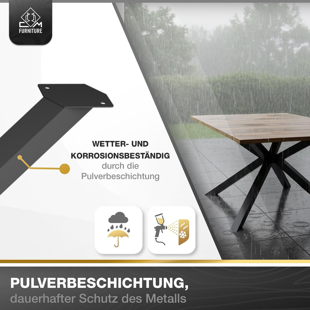 CM Furniture - 1x Tischgestell Spider Form| Tischbeine Metall Schwarz - H72x B76 x L120 cm | Massive