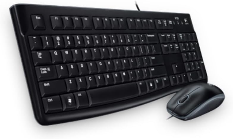 Logitech MK120 Kabelgebundenes Tastatur-Maus-Set, Optische Maus, USB-Anschluss, PC/Laptop, Tschechis