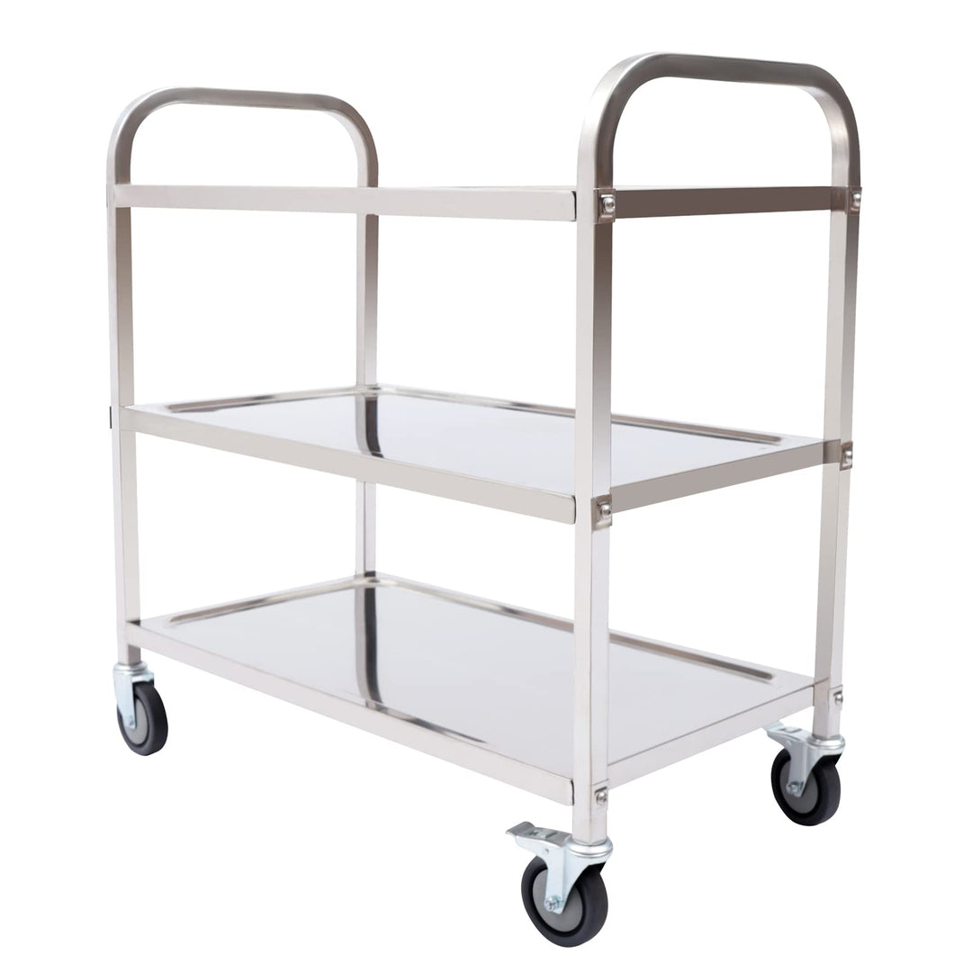 Küchenwagen, 3 Borde Rollwagen Küche, Servierwagen, Rollwagen Speisewagen mit Leichtlaufräder (85 x