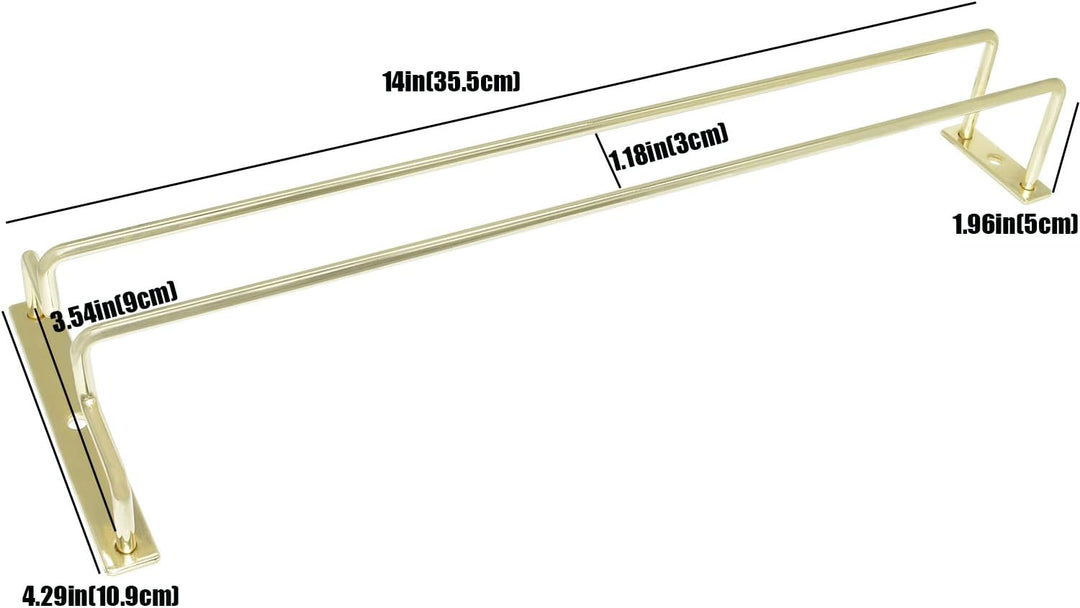 Weinglas-Regal, 35,6 cm, goldfarben, unter dem Schrank, Stielgläser, Weinglashalter für Bar, Küche (