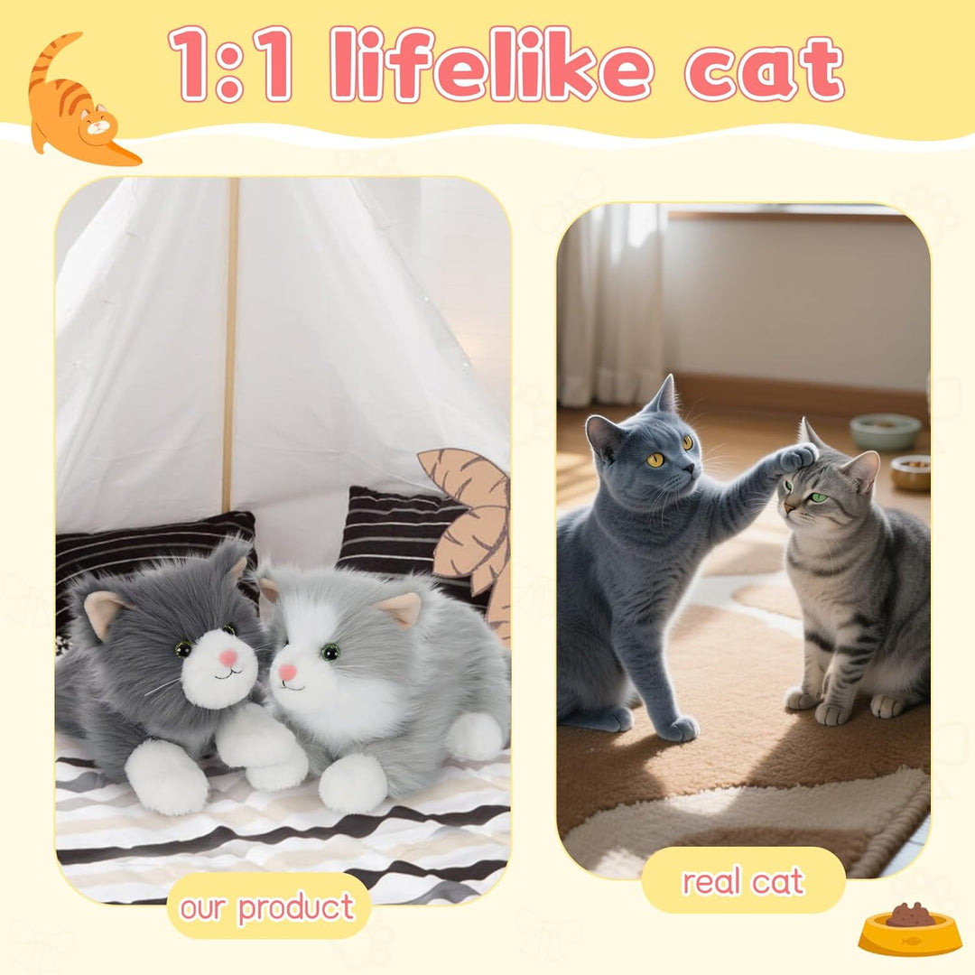 MorisMos süss 2 stücke Katze Kuscheltier Set, weich Kawaii 45cm Plüschkatze,deko Puppe Katze stoffti