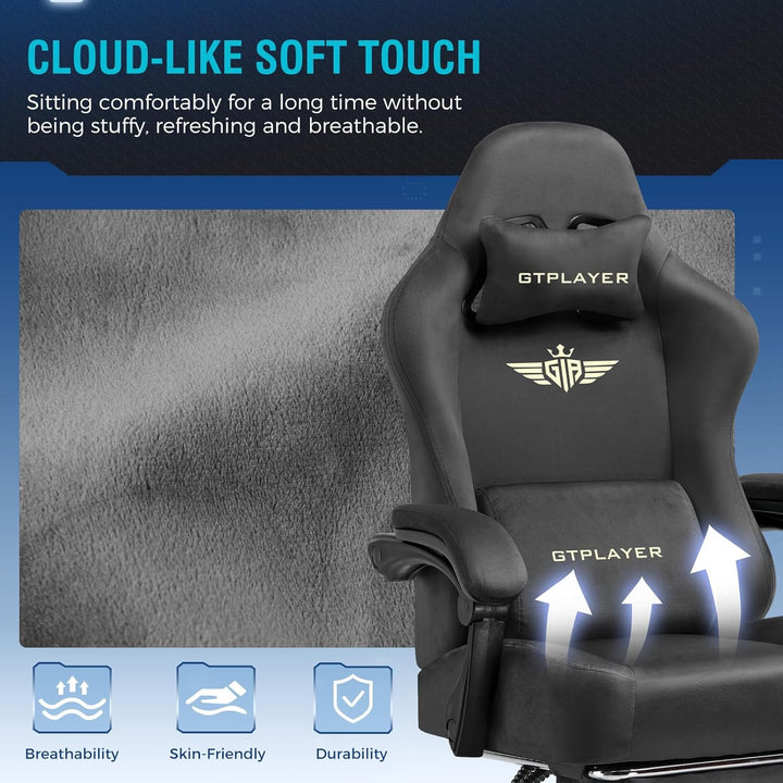 GTPLAYER Gaming Stuhl, Atmungsaktiver Bürostuhl, bürostuhl ergonomisch, Hochwertiger - Stoff, Ergono