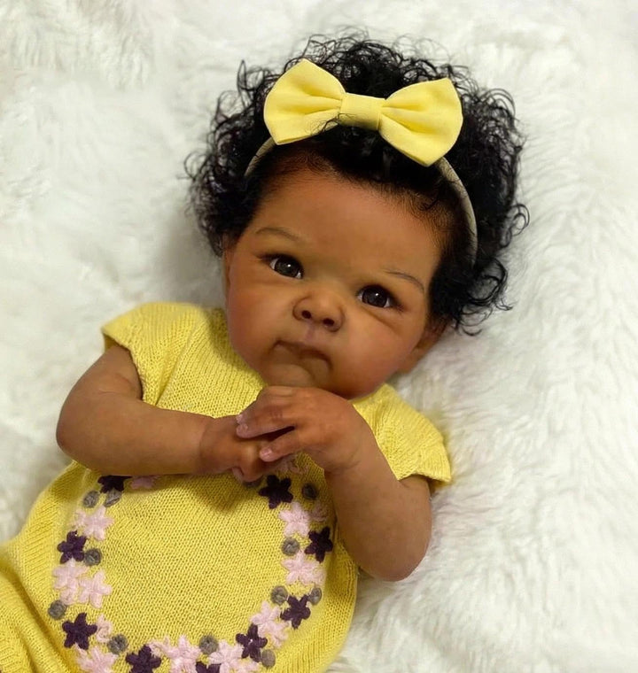 Zero pam Schwarze Reborn Baby Vollsilikon Lebensecht, Silikon Baby Mädchen, 45CM Babypuppen Wie Echt