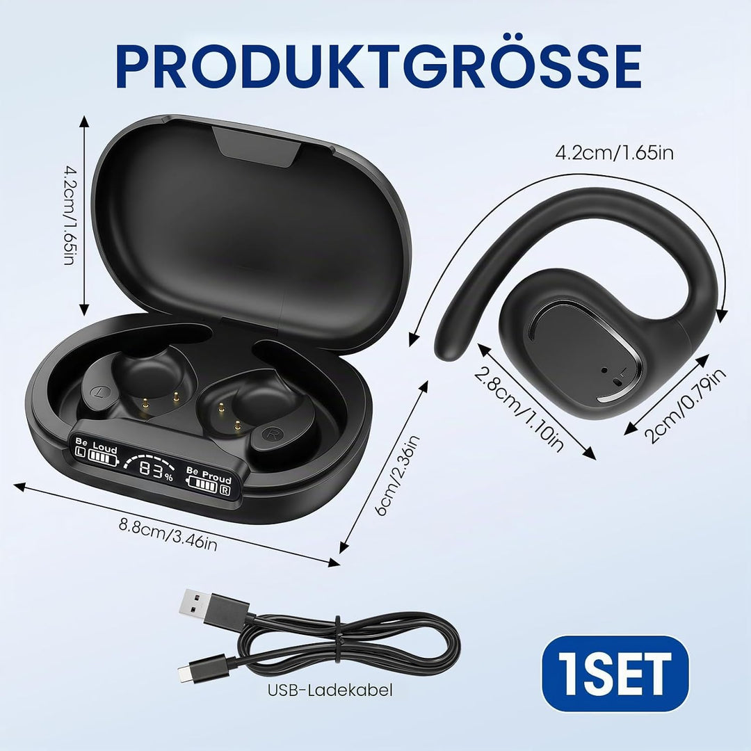 KI Übersetzer Kopfhörer 144 Sprachen, Open Ear Bluetooth 5.4, 58H Ladecase | Sprachübersetzer Kopfhö