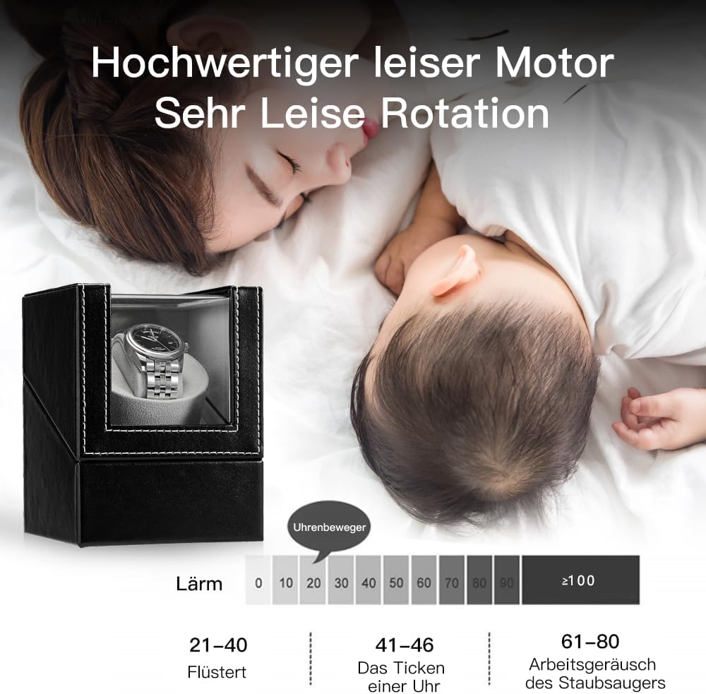 LINGFANSTORE Automatische Uhrenbeweger Box,luxuriöser Single Uhrenbeweger,Uhrengehäuse mit leisem Ma