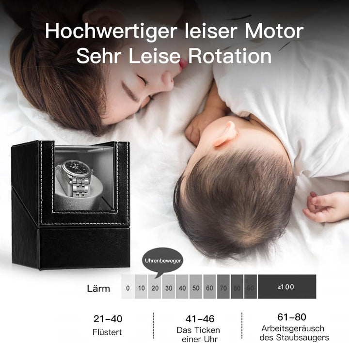 LINGFANSTORE Automatische Uhrenbeweger Box,luxuriöser Single Uhrenbeweger,Uhrengehäuse mit leisem Ma