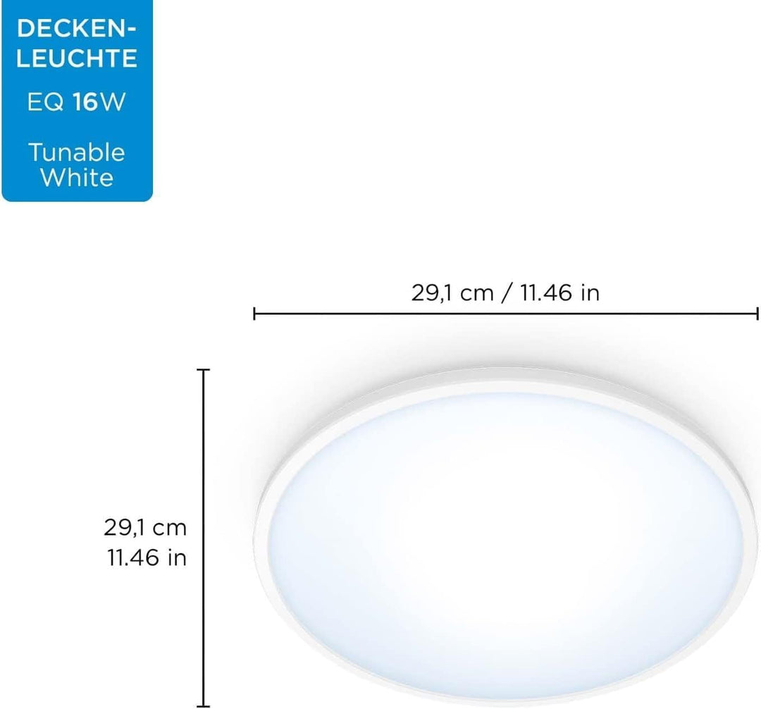 WiZ SuperSlim Deckenleuchte Tunable White, dimmbar, warm- bis kaltweiss, 16W, smarte Steuerung per A