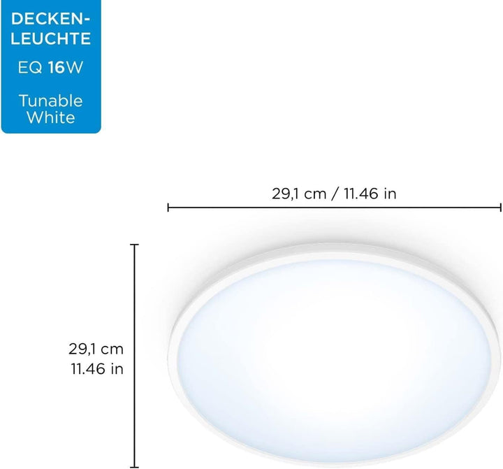 WiZ SuperSlim Deckenleuchte Tunable White, dimmbar, warm- bis kaltweiss, 16W, smarte Steuerung per A