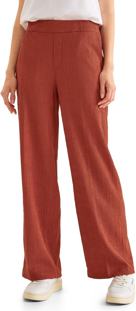 Street One Damen Joggpants Seersucker 38W / 30L Foxy Red, 38W / 30L Foxy Red