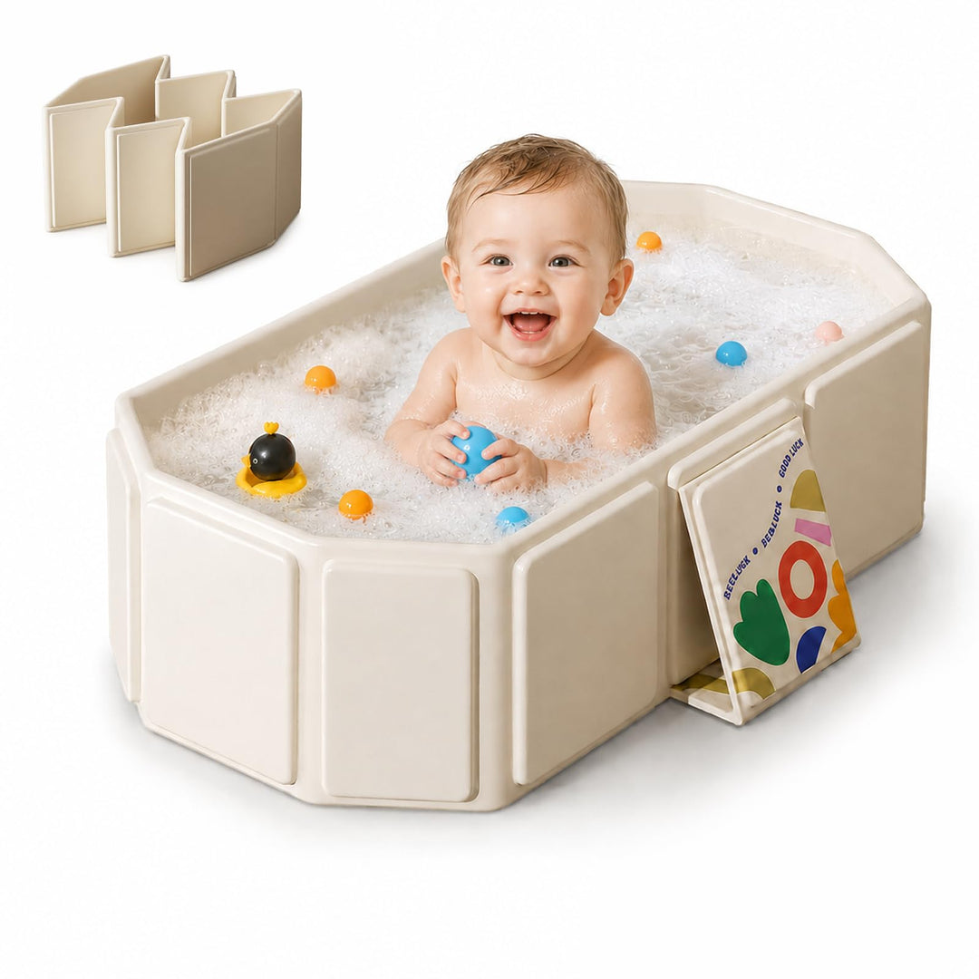 IIRC Faltbare Babybadewanne für 0-8 Jahre – Tragbare Badewanne mit Ablassschraube, platzsparend für