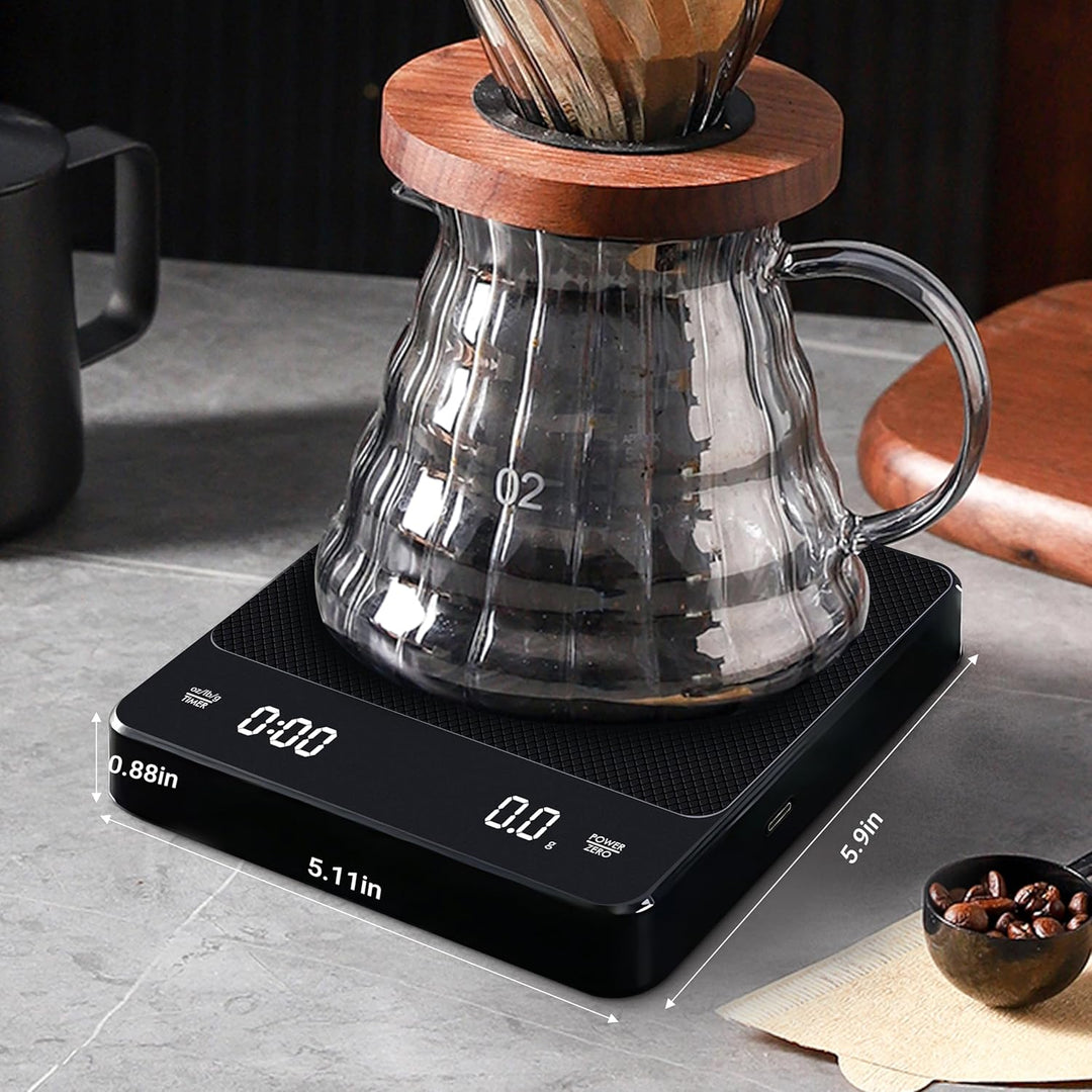 Digitale Kaffeewaage mit Timer - Type C Wiederaufladbare Espresso Waage mit Automatischer Tarierung,