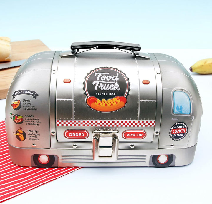 SUCK UK LKW-Lunchbox | Metall-Lebensmittelbehälter in LKW-Form | Neuartige Blechbox | Lustige Luncht