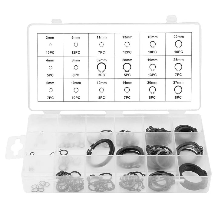 150 Stück Sicherungsring für C-Clip,Sprengring Set Seegering Sortiment, 3mm-32mm 18 Grössen mit Box,