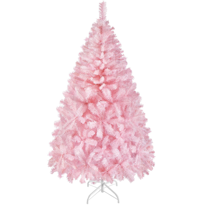 Yaheetech 154cm Künstlicher Weihnachtsbaum Rosa, Tannenbaum mit 398 Spitzen &amp; Faltbarem Metallstände