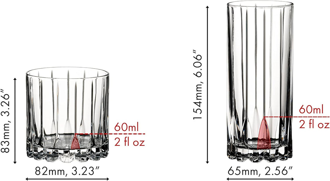 Riedel 5417/57 Getränkespezifische Rocks & Highball Glaswaren, Glas, durchsichtig 4 Felsen und 4 Hig