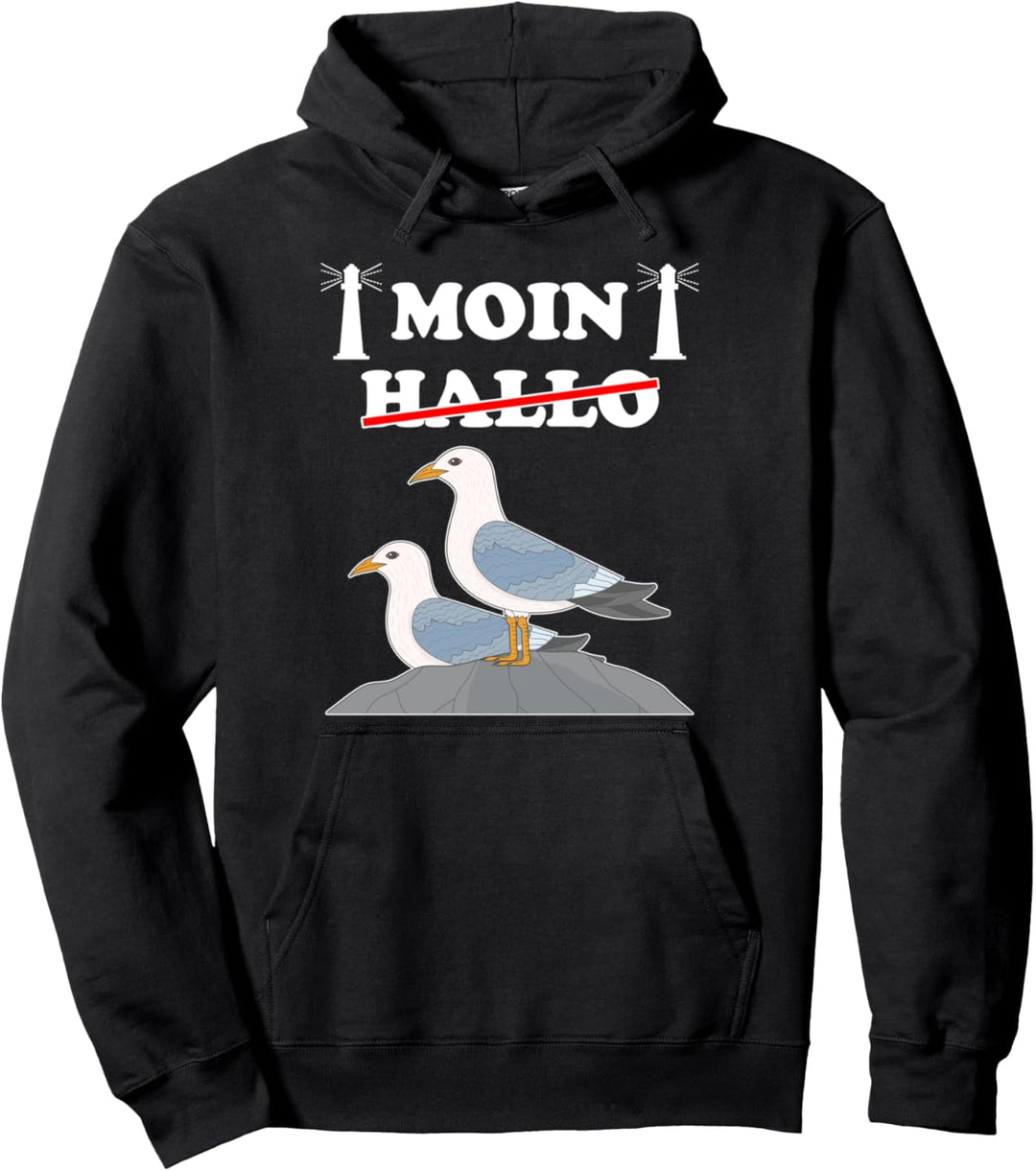 Moin Norddeutsch Lustiger Spruch Möwe Meer Küste Nordsee Pullover Hoodie