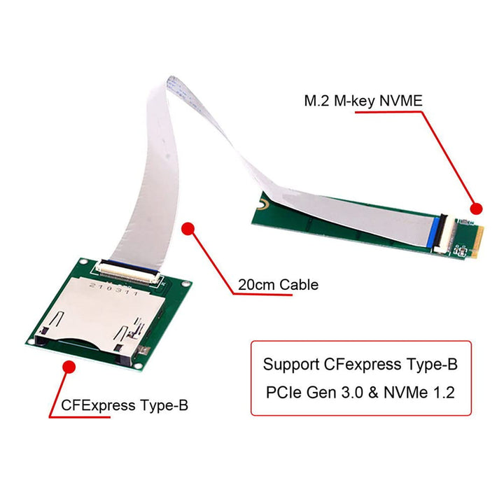 xiwai NGFF M.2 NVMe Câble d'extension de carte mère vers CF Express M2 M-Key pour CFE Type-B Support