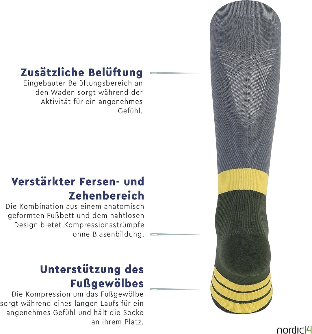 CFA V2 Kompressionsstrümpfe Damen und Herren - Ideal fürs Laufen, Fitnessstudio, Radfahren, Muskeler