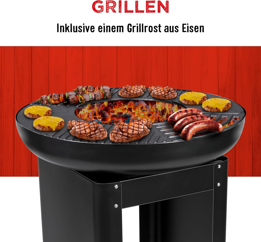 BBQ Collection 3-in-1 Feuerschale und Teppanyaki Grillrost - Feuerkorb - Plancha Grillplatte - 61 x