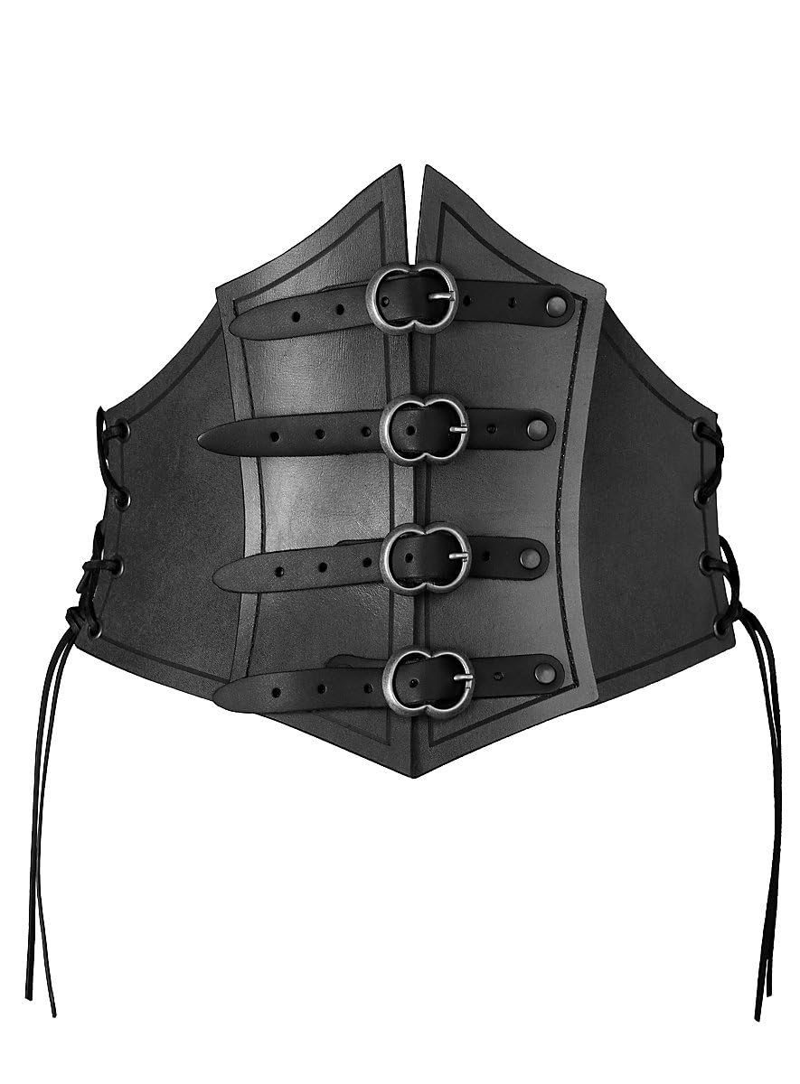 Andracor – Steampunk Corsage Renaissance – Unterbrust Ledermieder mit Zierschnallen und Korsett Opti