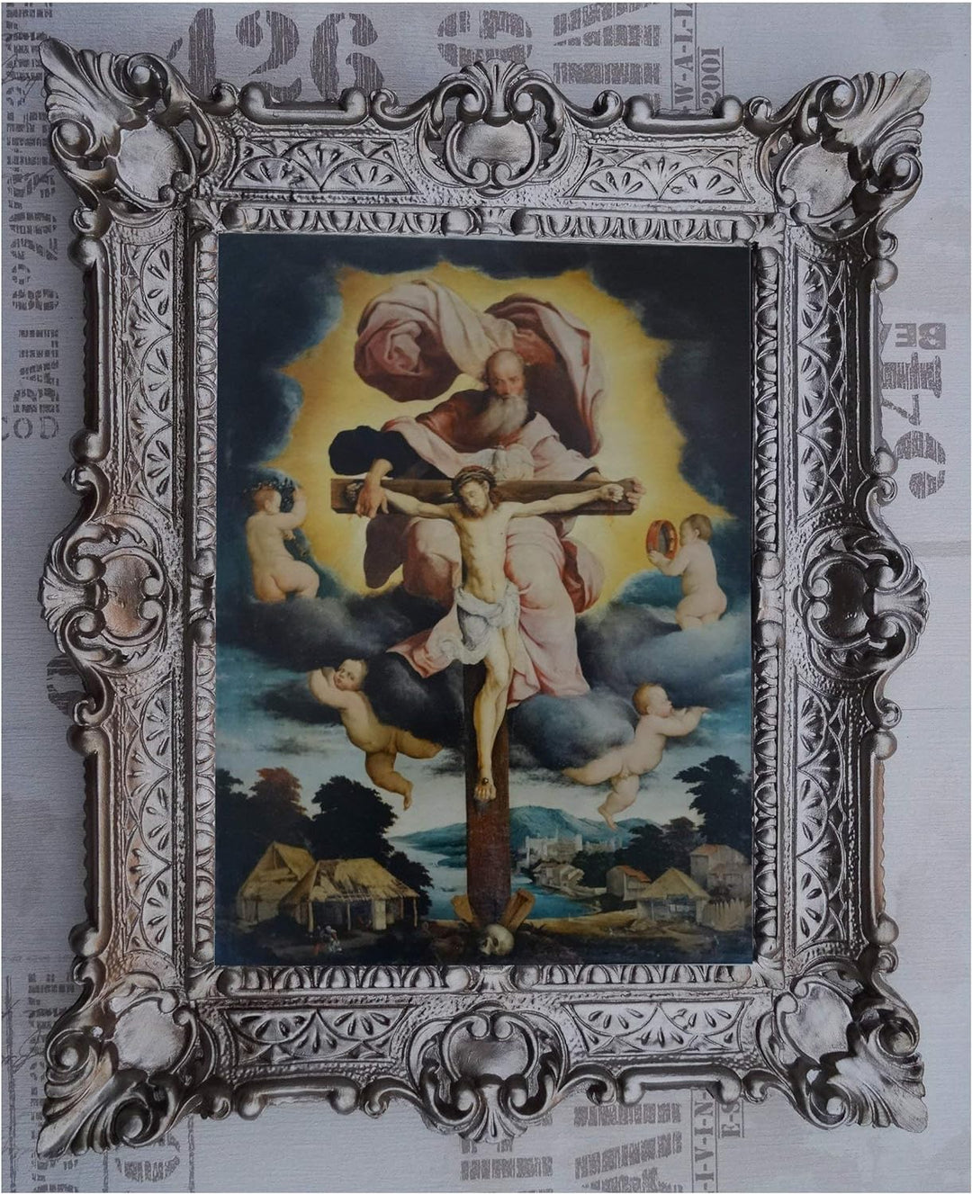 Lnxp Bild Bilder Gemälde in den Rahmen montiert 56x46 cmReligiös Mutter Maria Gottes Maria Jesus Chr