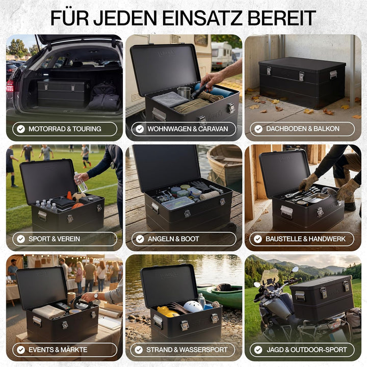 Trucky Aluminium Box mit Deckel Schwarz Alu Kiste Box Alukiste 85 Liter Transportbox Metallbox Alu A