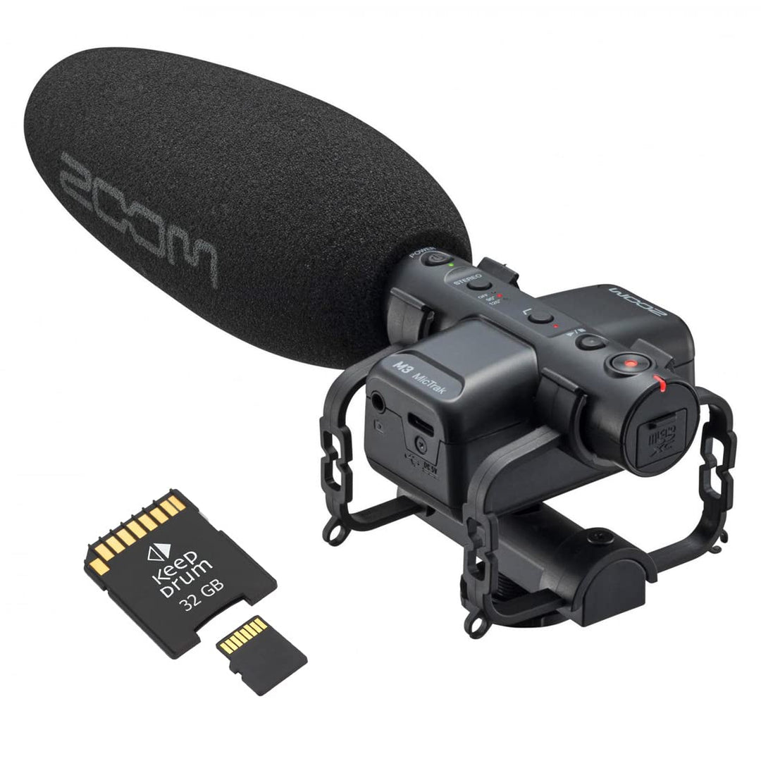Zoom M3 MicTrak Stereo Audio Recorder + keepdrum Speicherkarte 32 GB