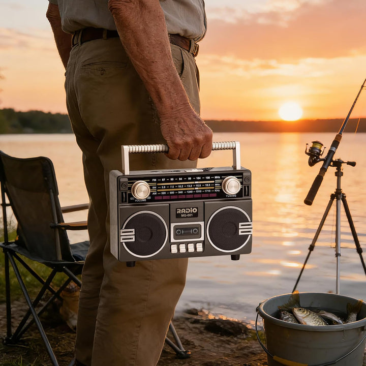 Tendak Retro Radio AM/FM/SW, Nostalgie Radio mit 1200mAh Akku, Kofferradio mit 6.0 Bluetooth, Küchen