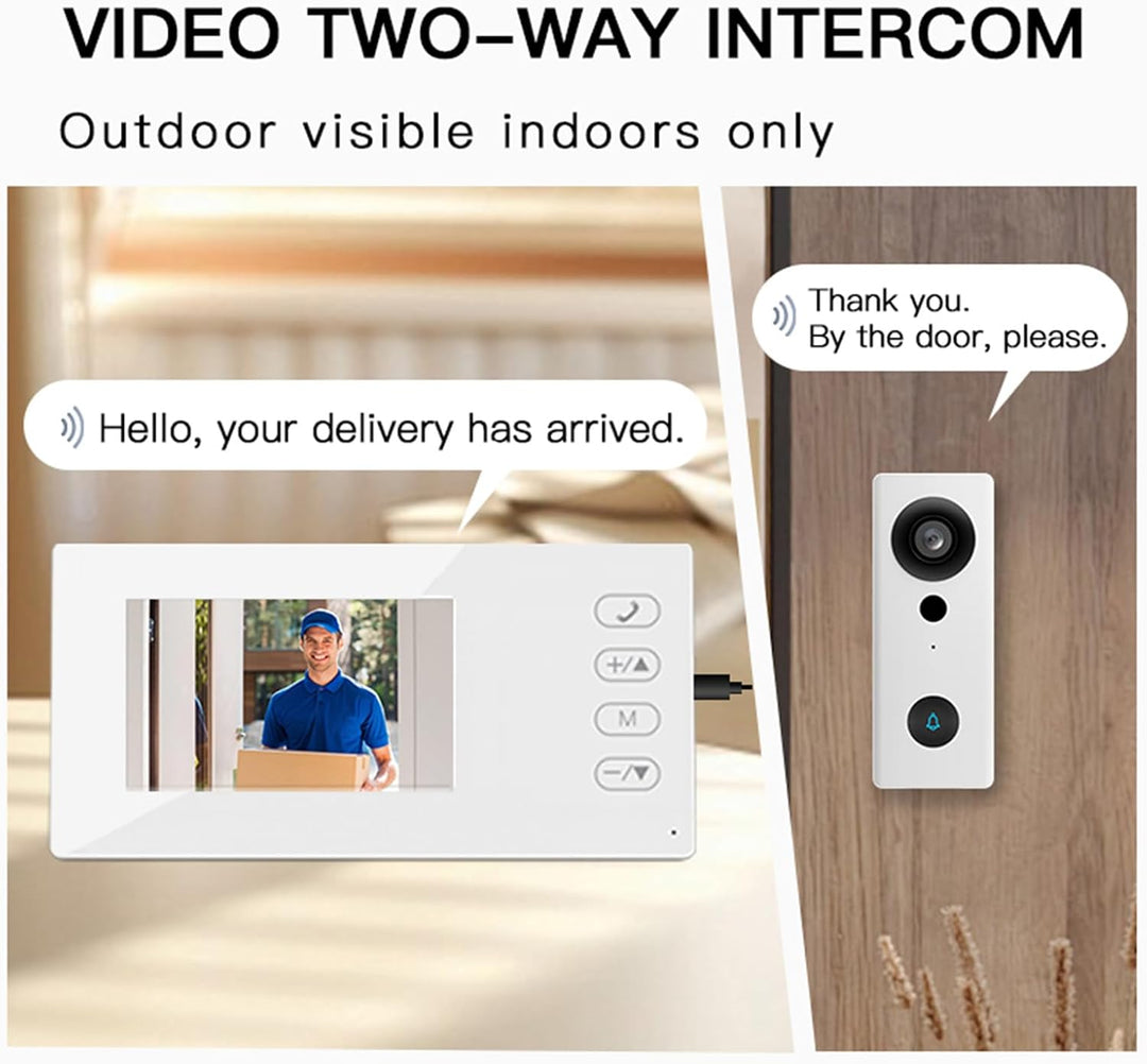 2,4 G Kabellose Video-Türklingelkamera mit Display, 4,3-Zoll-IPS-Bildschirm, Video-Türsprechanlage,