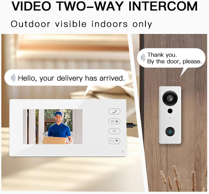 2,4 G Kabellose Video-Türklingelkamera mit Display, 4,3-Zoll-IPS-Bildschirm, Video-Türsprechanlage,