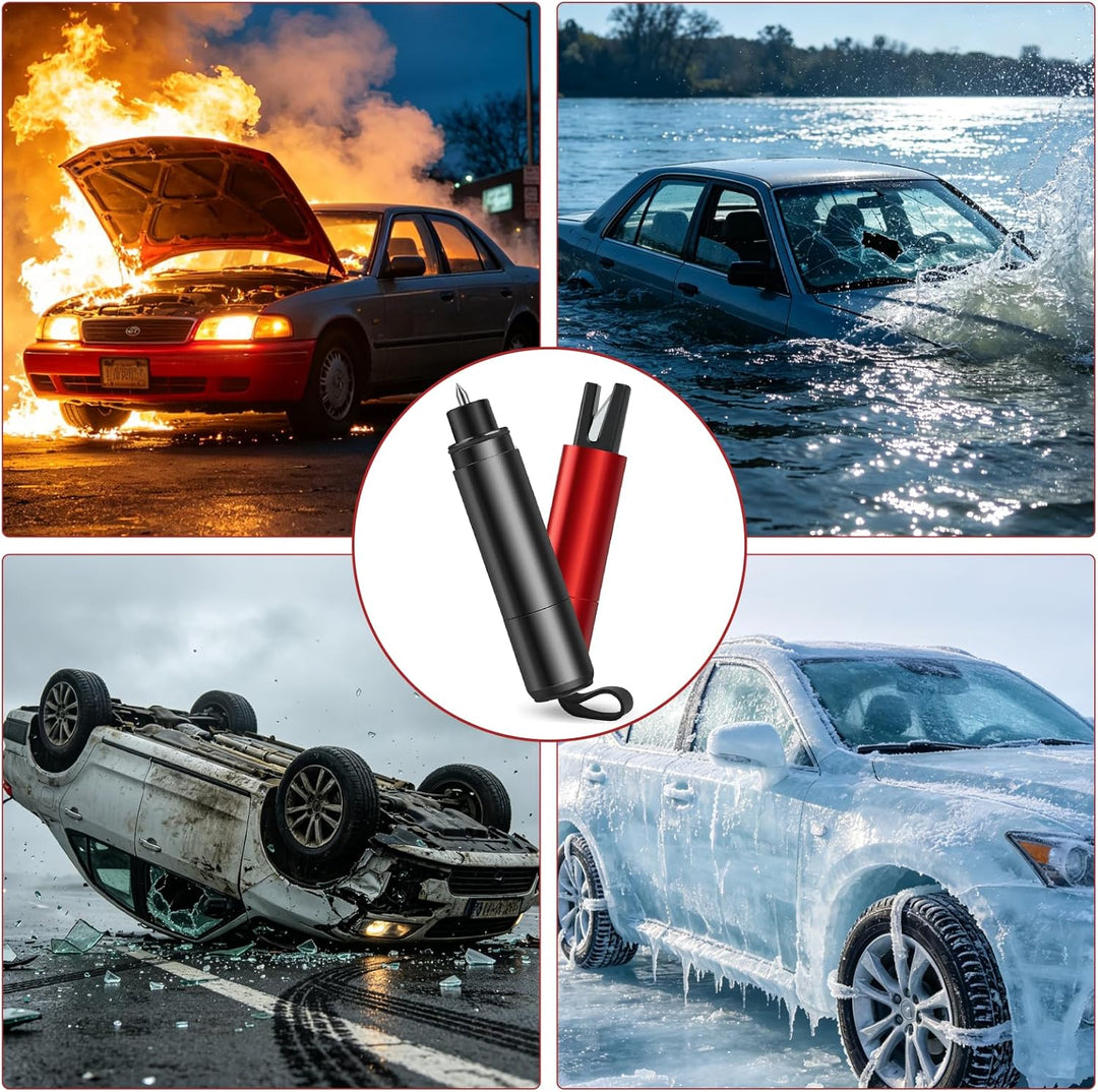 2 Stück Notfallhammer Auto mit Gurtschneider, Auto Sicherheitshammer, Tragbarer Glasbrecher und Sich