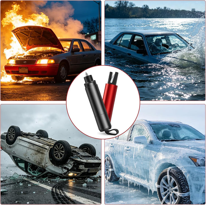 2 Stück Notfallhammer Auto mit Gurtschneider, Auto Sicherheitshammer, Tragbarer Glasbrecher und Sich