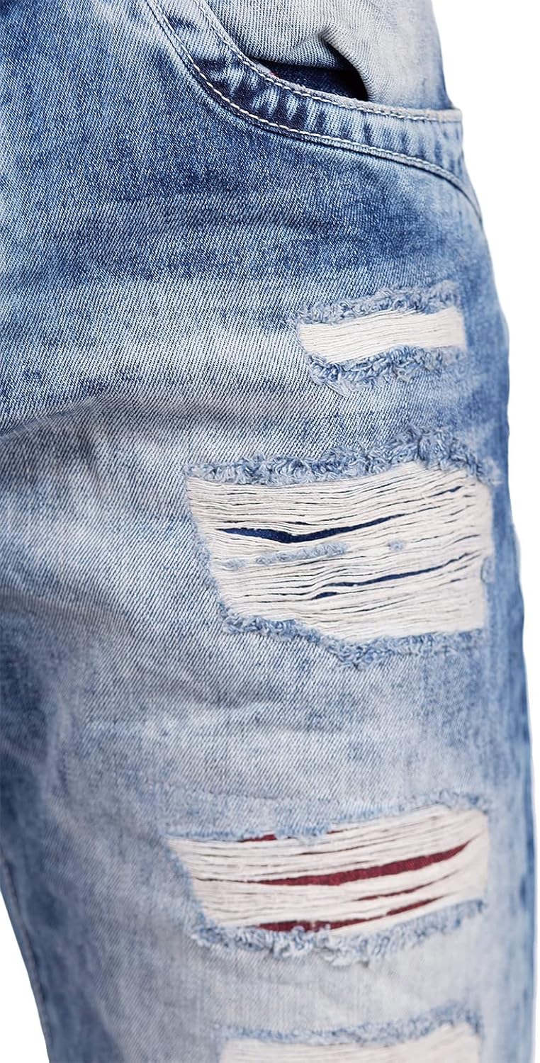 Cipo & Baxx Herren Jeans – Regular Fit Denim Hose für Männer, Destroyed und Used Look, Bikerstyle, C