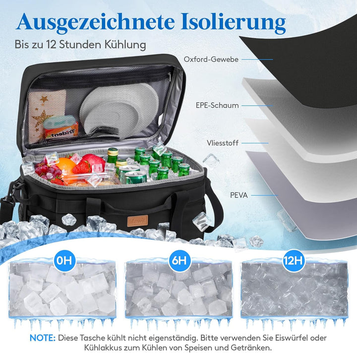 Lifewit Kühltasche 30L, Faltbar Picknicktasche für Essen & Getränke, Kühlbox Tragbare Eistasche für