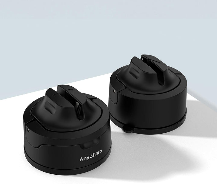AnySharp Evo Messerschärfer, Freihändige Sicherheit, PowerGrip Saugnapf, Sicheres Schärfen aller Küc