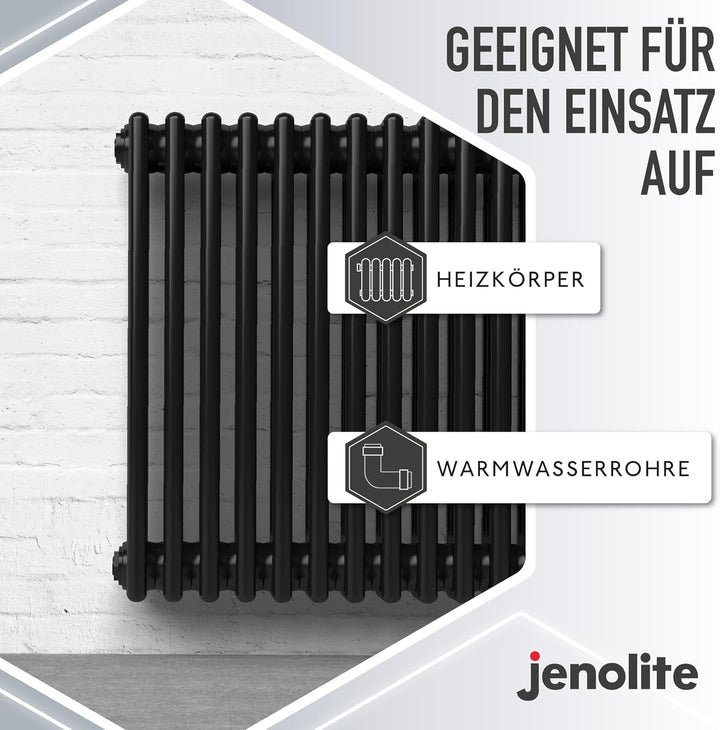 JENOLITE Heizkörperlack | Emaille-Sprühfarbe für Heizkörper | Schwarz glänzend | 3 x 400ml 3 Schwarz