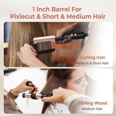 Mini Lockenstab FüR Kurze Haare Mit Einstellbarer Temperatur,Ideal FüR Unterwegs Dark Rose, Dark Ros