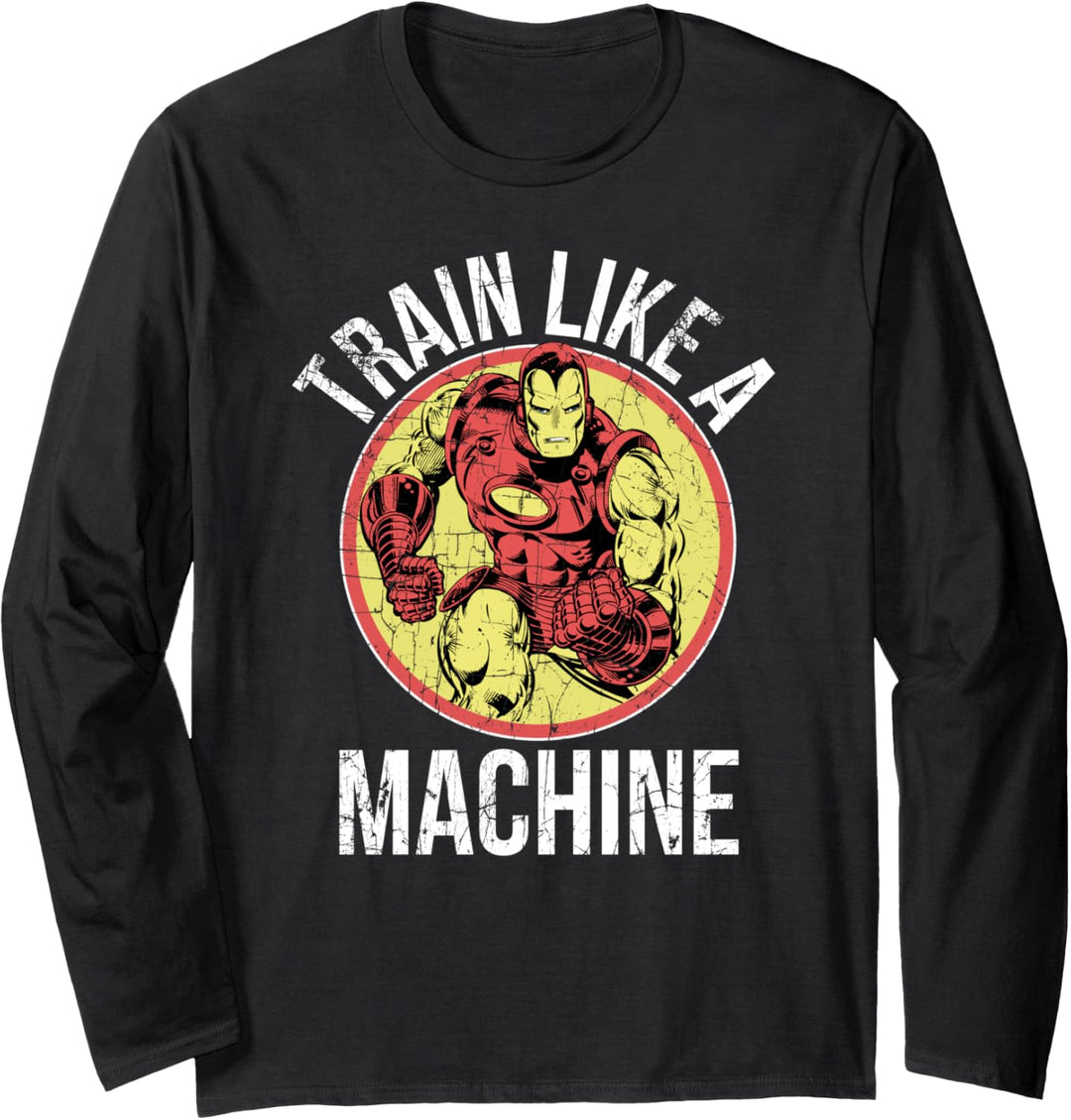 Marvel Iron Man Train Like A Machine Vintage Langarmshirt